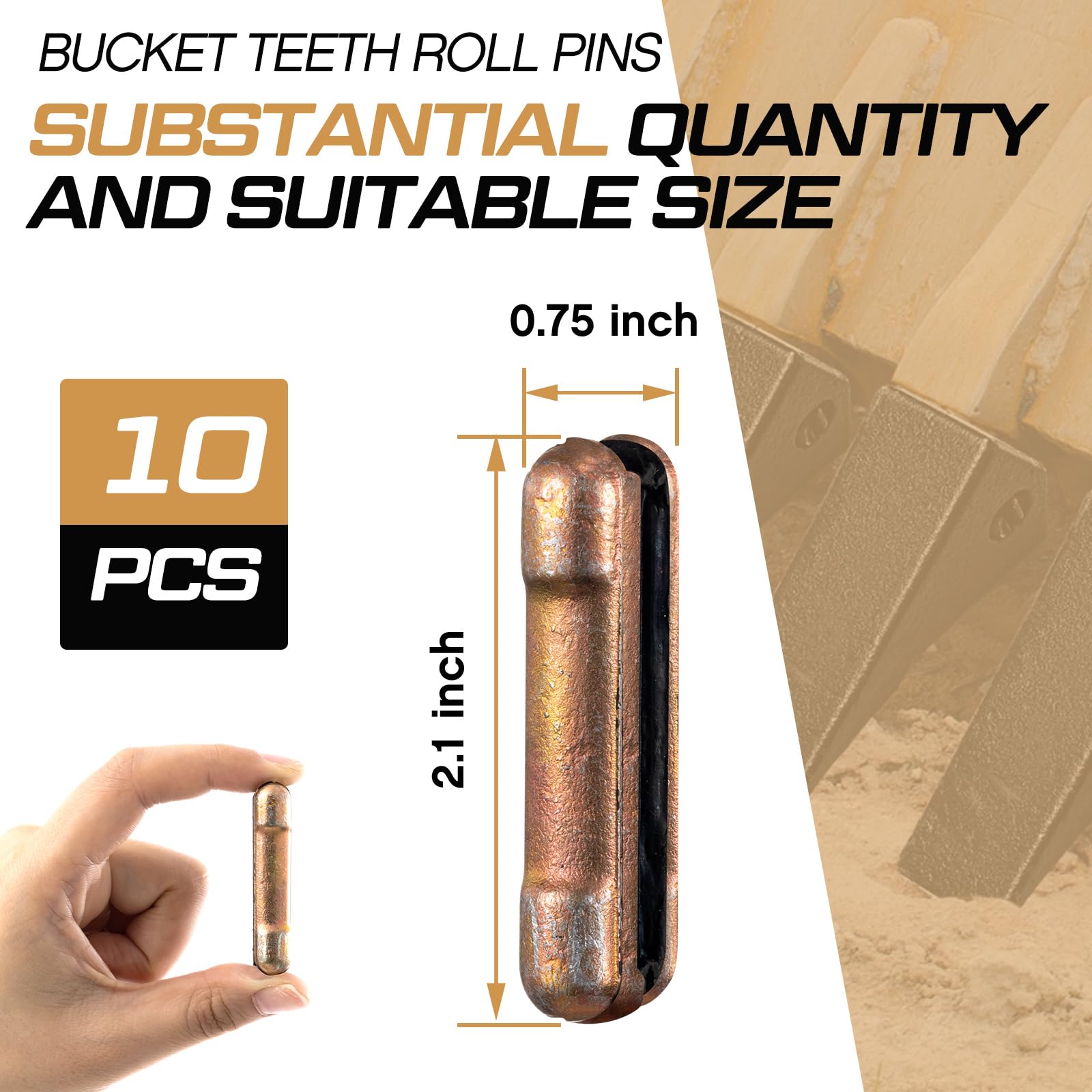 Hicarer 10-pack flex pins for 23/230 bucket teeth.