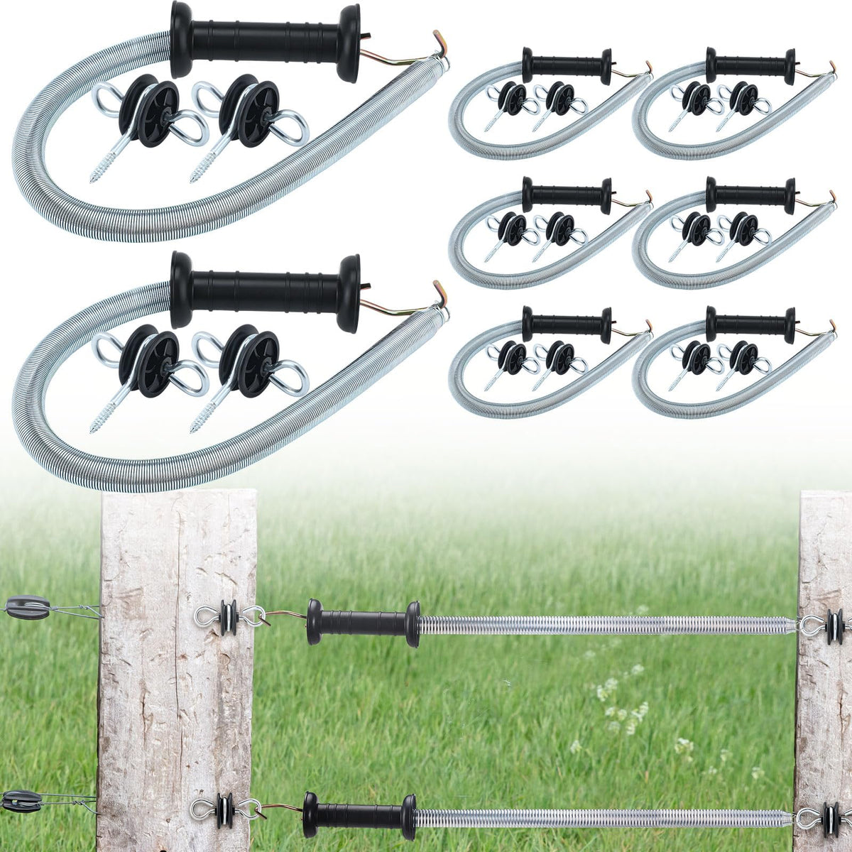 Hicarer electric fence handle with spring for smooth gate operation.