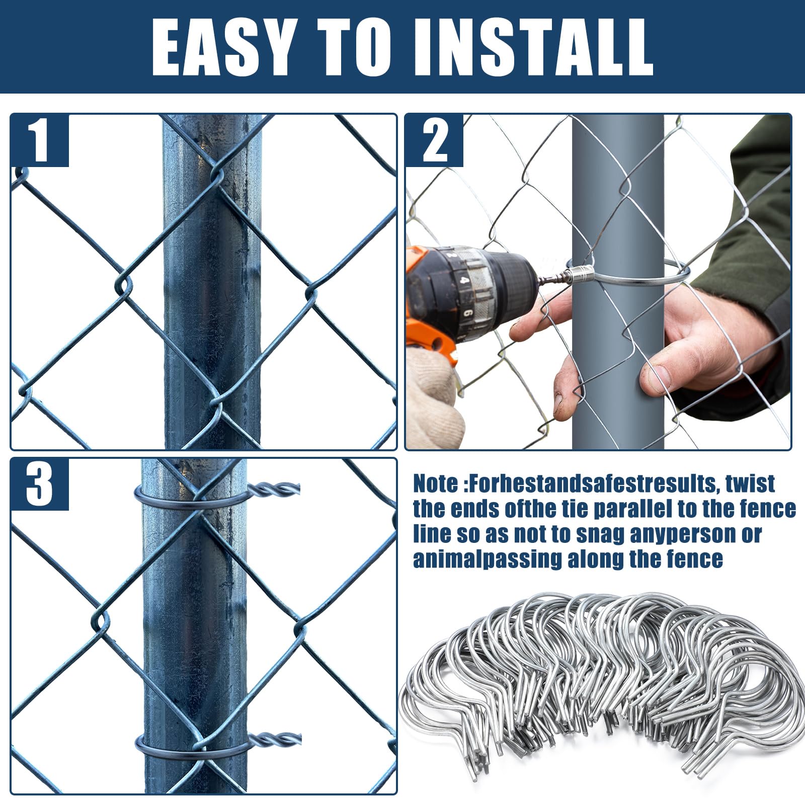Hicarer galvanized steel 9-gauge ties, ready for demanding outdoor use.