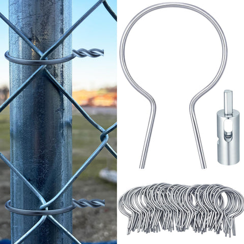 Hicarer twist fence ties 1-3/8od closeup, showing durable galvanized steel for strong mesh support.