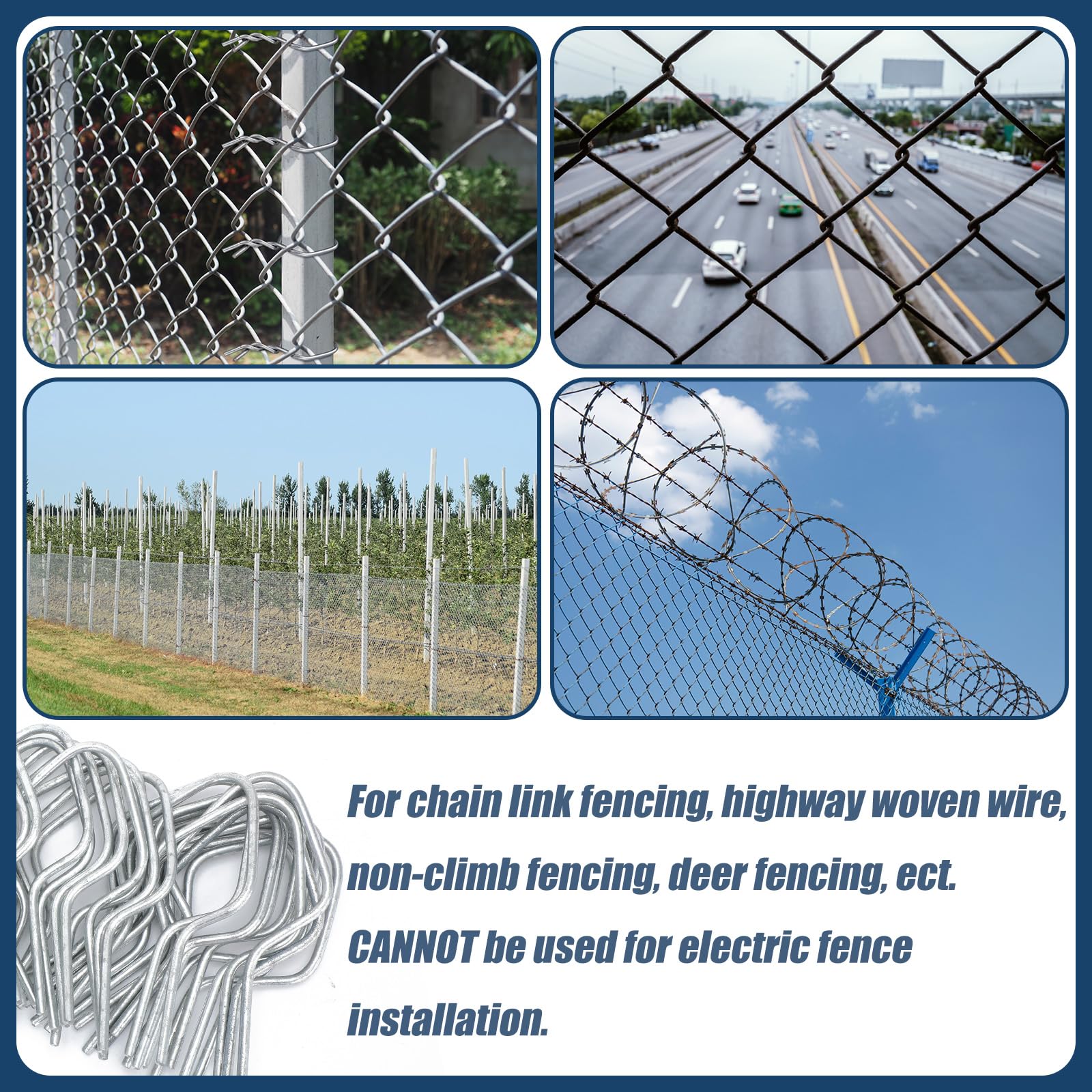 Hicarer versatile fence clips fit T-, U-, and Y-posts for various fencing styles.