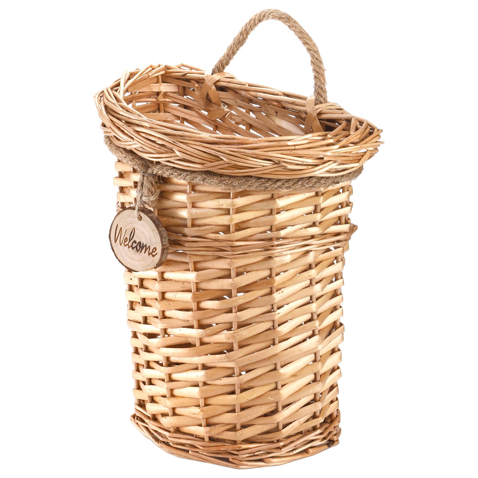 Hiceeden wicker hanging wall basket showcases rustic charm for wall decor.