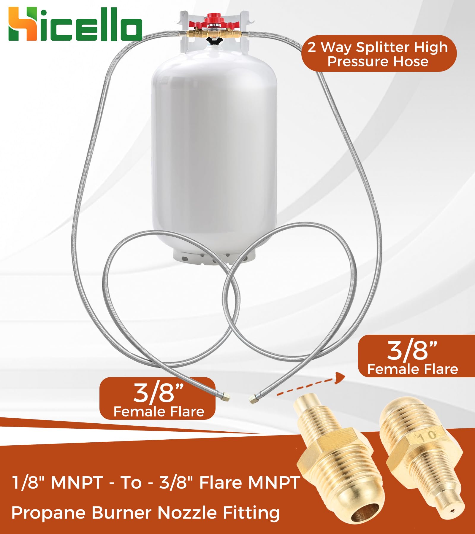 Hicello brass fittings show durable, secure propane connections during use.