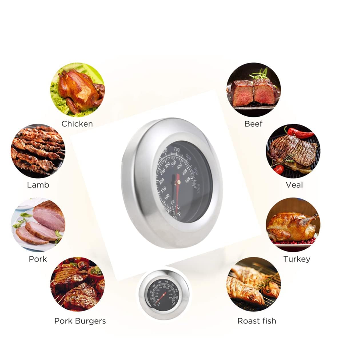 Hicello easy-to-install thermometer for grill setup.