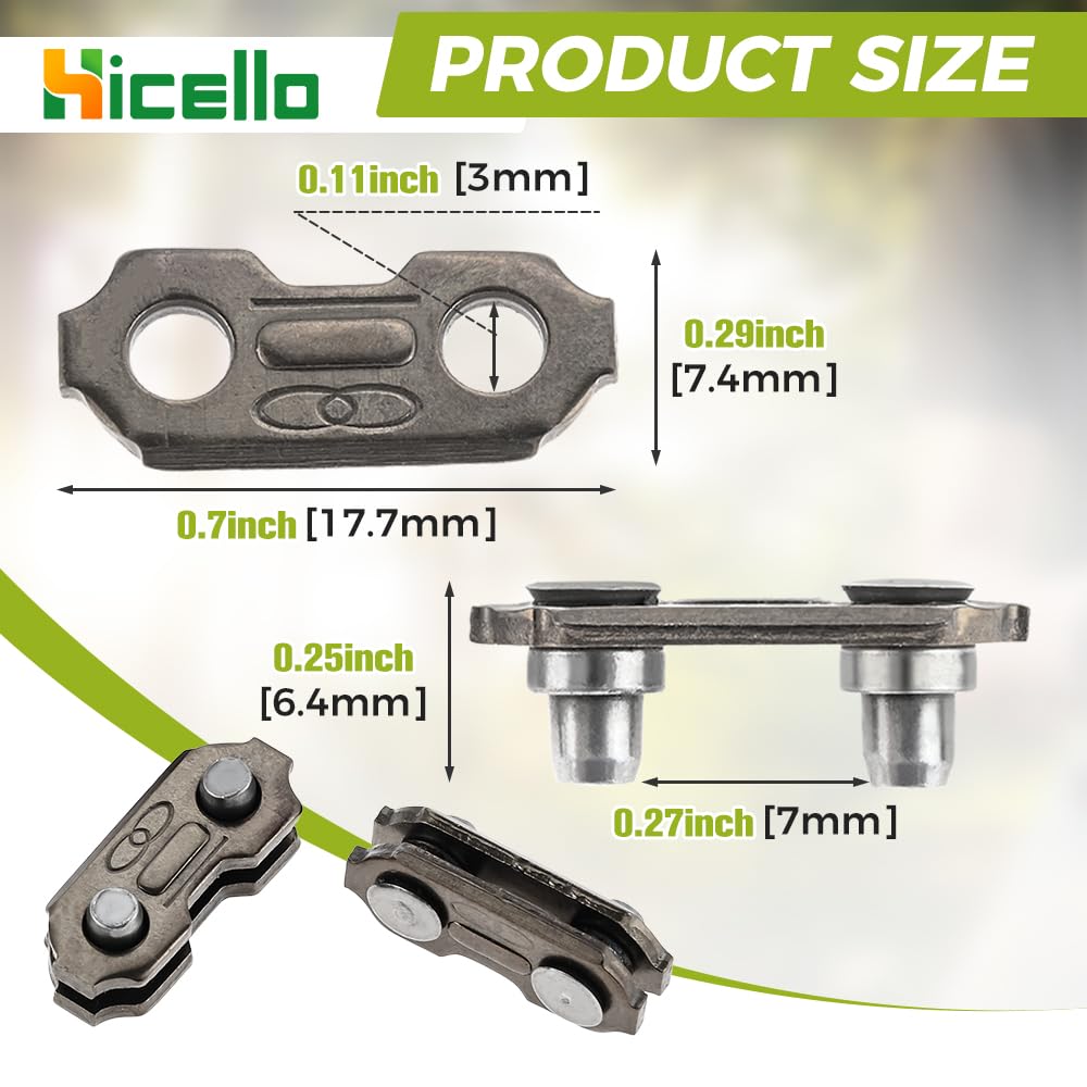 Hicello master link 0.325 inch enables solid chain joining.