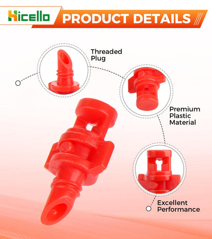Hicello plastic sprinkler body emphasizes durability for outdoor use.