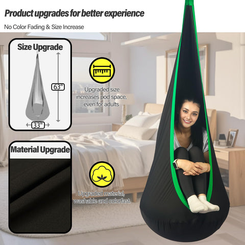 HiChrote swing hanger kit included for easy ceiling or tree installation.