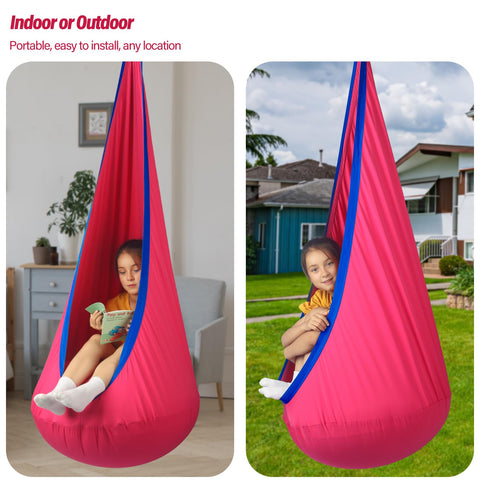 HiChrote Kids Pod Swing Seat hug-like cocoon design for calming sensory input.