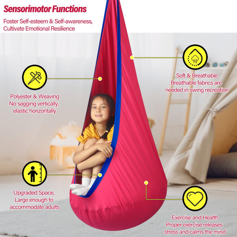 HiChrote Kids Pod Swing Seat spacious 33x63 inches for roomy seating.