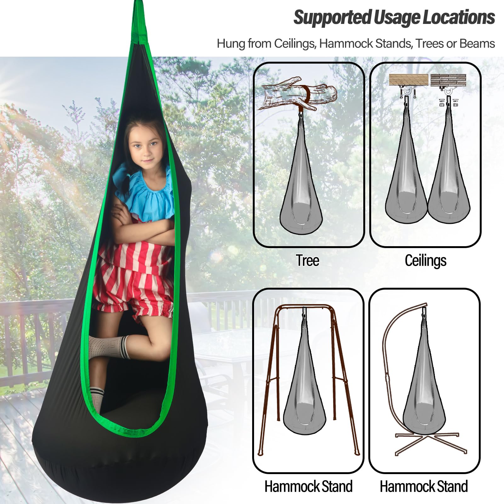 HiChrote swing supports up to 300 lbs for kids and adults.