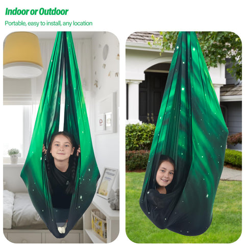 HiChrote space green sensory swing adds soothing color to play area