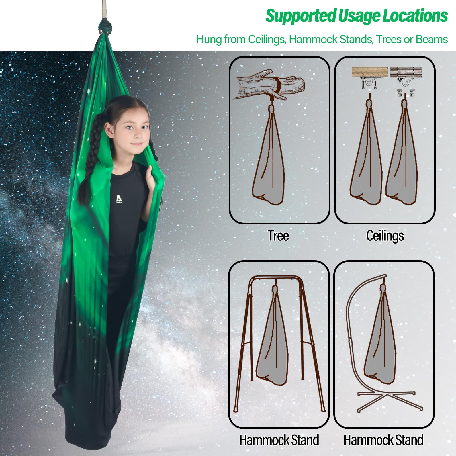 HiChrote sensory swing supports up to 300 lbs for kids and adults