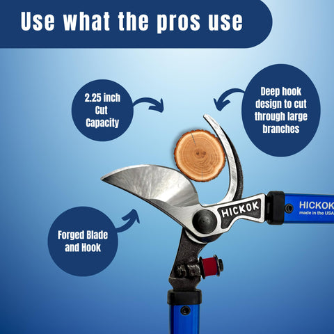 Hickok cuts branches up to 2.25 inches for heavy pruning.