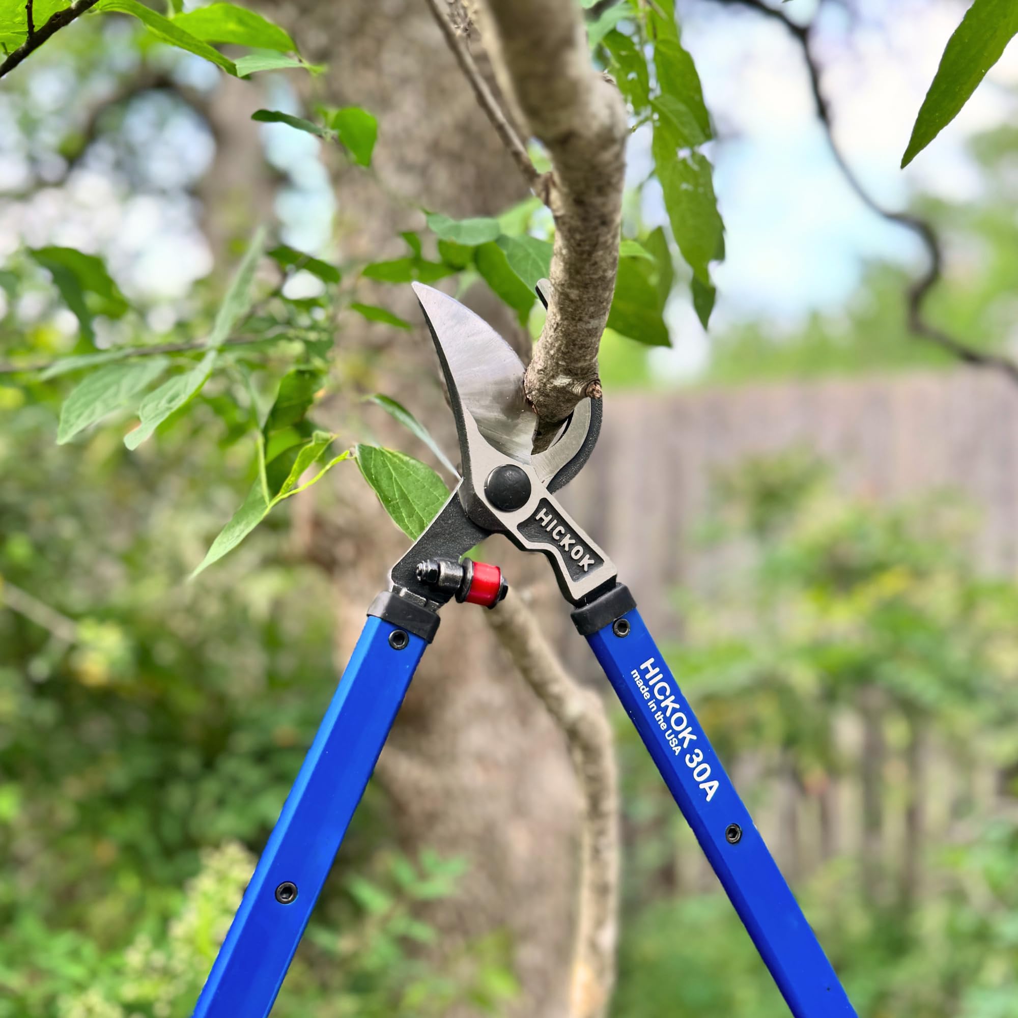 Hickok lightweight yard pruner minimizes fatigue during long jobs.