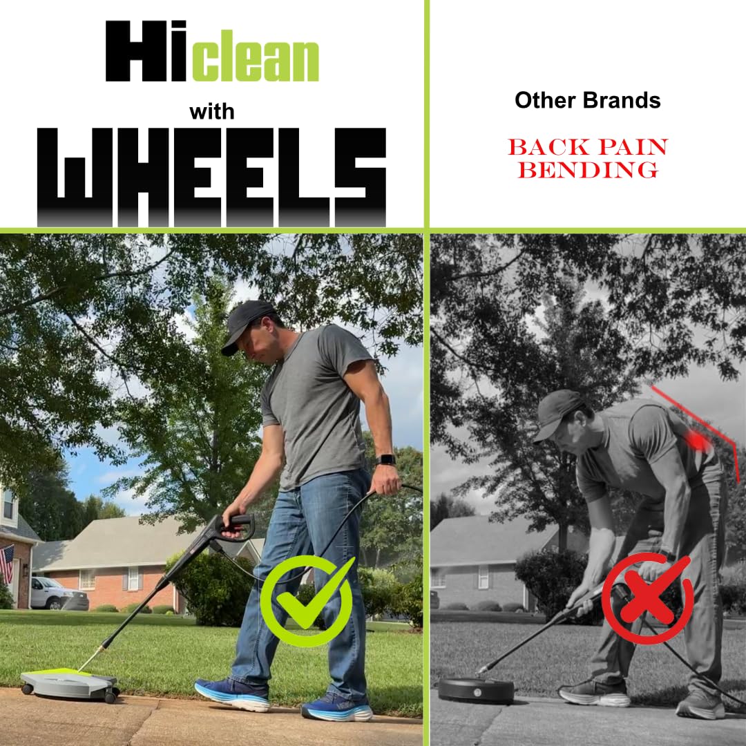 Hiclean three-wheeled mobility reduces back strain during large driveway jobs