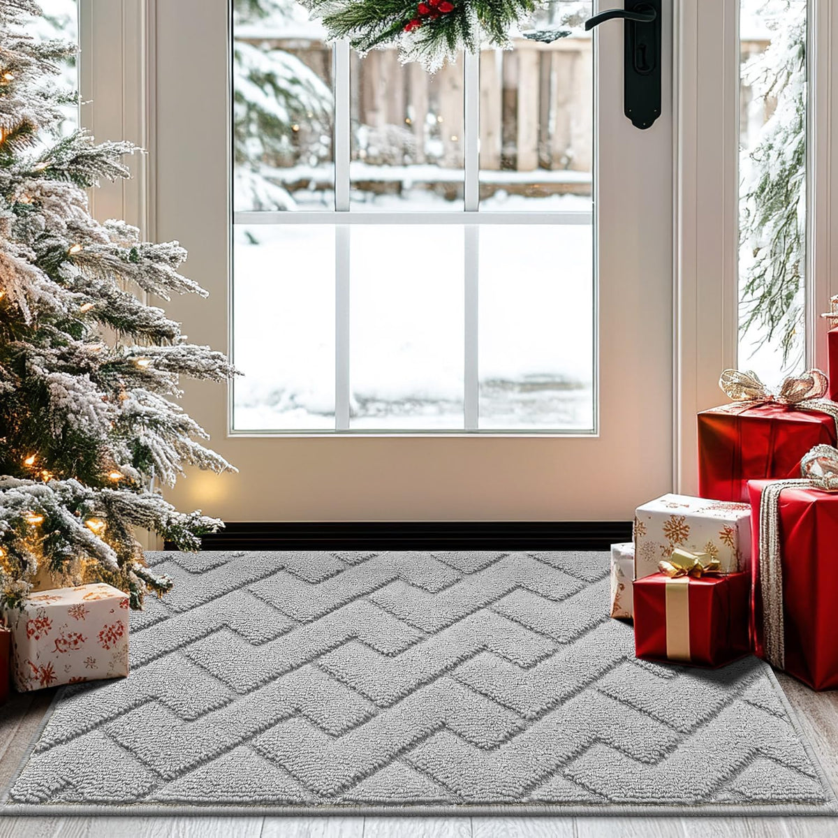 hicorfe Dirt Trapper Doormat at the front door; absorbs moisture and dirt efficiently.