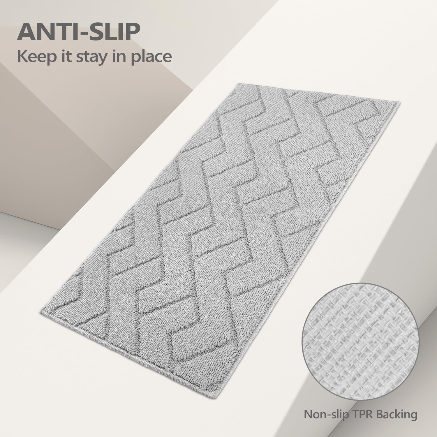 hicorfe Dirt Trapper Doormat in light grey blends with modern décor.