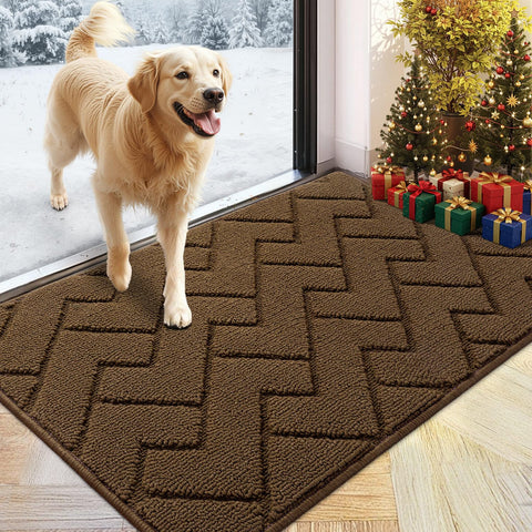 hicorfe front door mat 24x35 absorbs moisture to keep floors dry