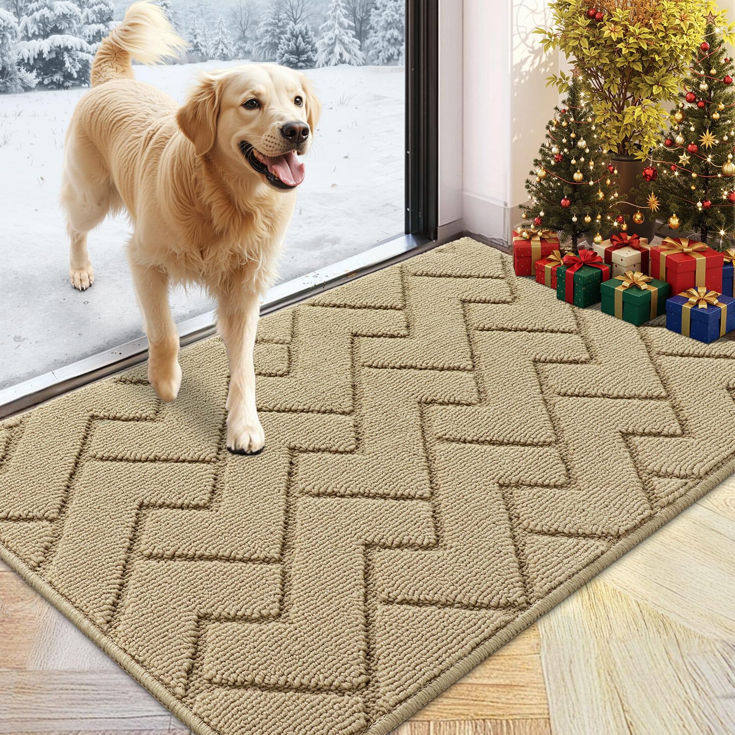 hicorfe absorbent front door mat captures mud and moisture at the entry