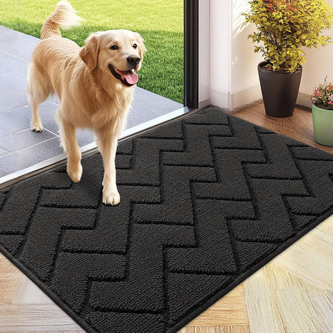 hicorfe front door mat showing absorbent dirt control for muddy footwear