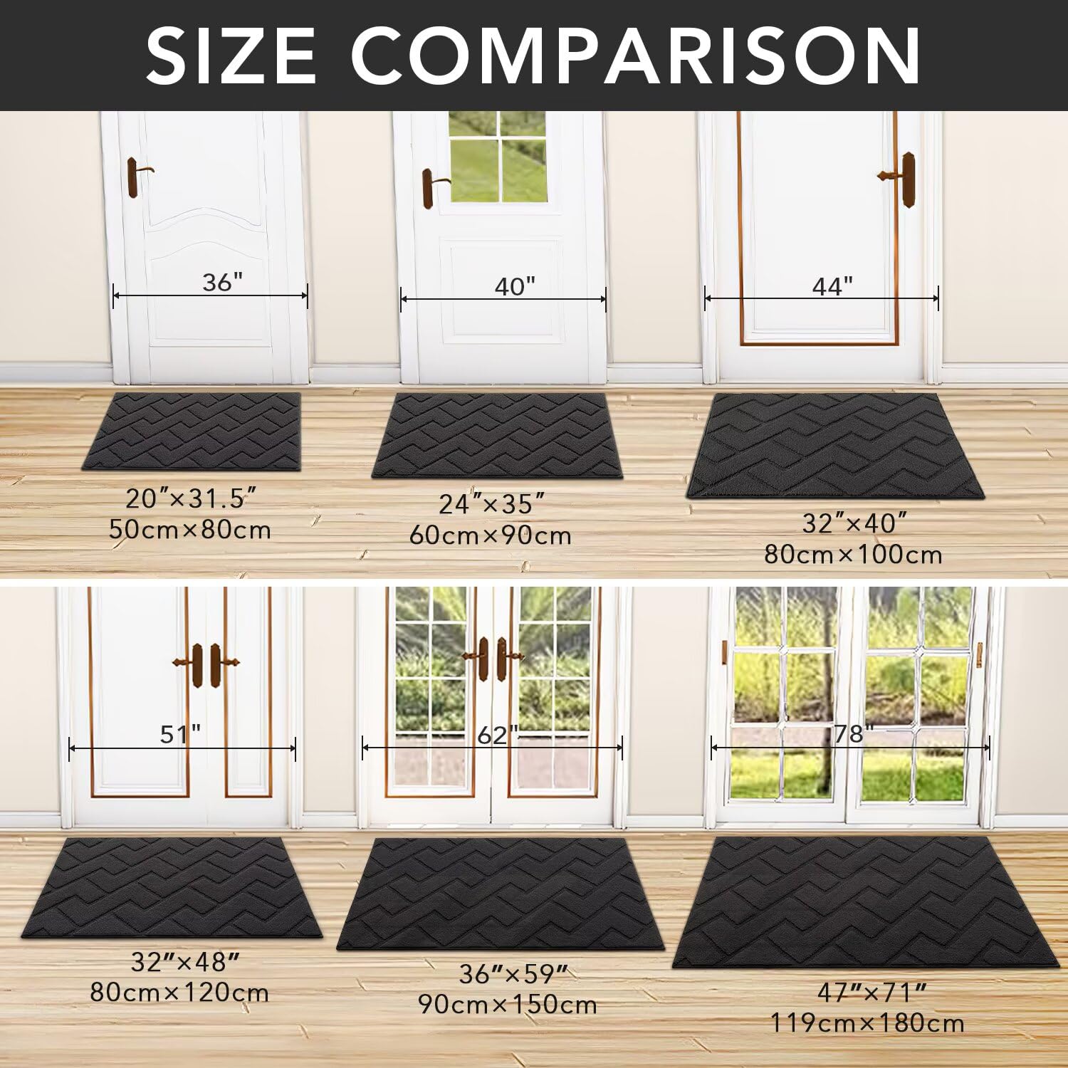hicorfe 36x59 low-profile doormat fits doors without sticking