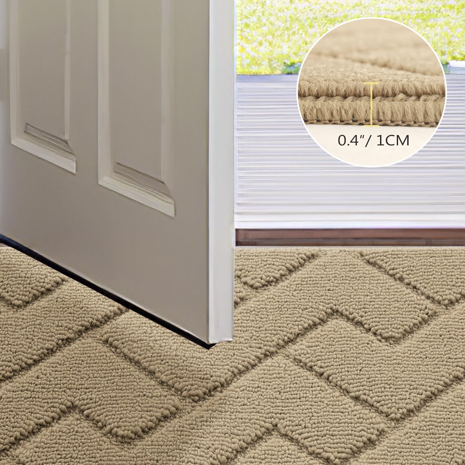 hicorfe front door mat low-profile design fits under doors smoothly