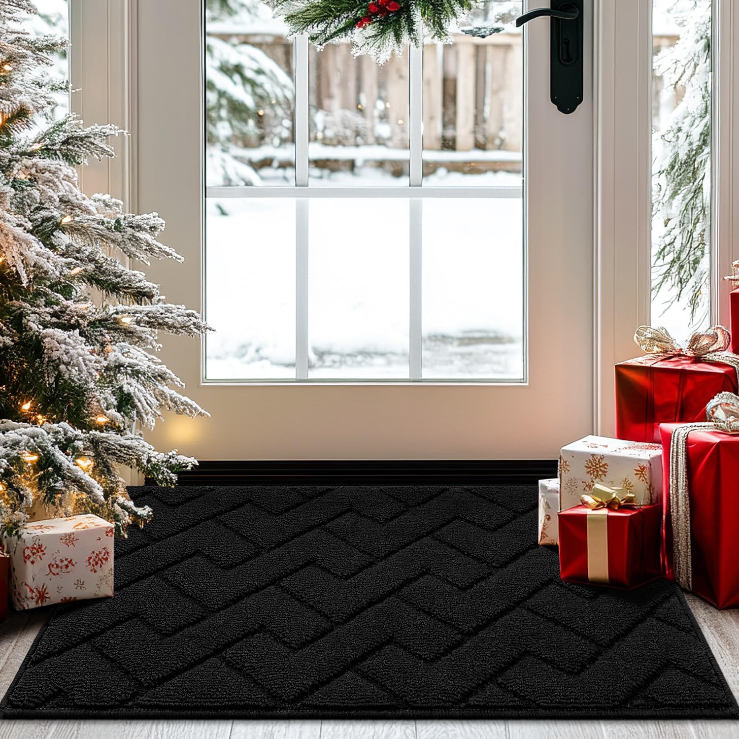 hicorfe indoor doormat with non-slip backing keeps floors dry and safe.