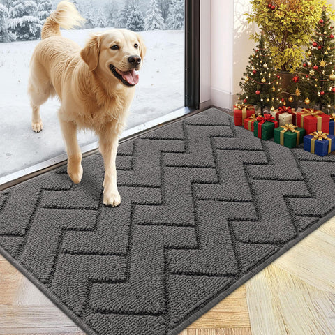 hicorfe indoor doormat close-up of absorbent polypropylene fibers capturing moisture and dirt.