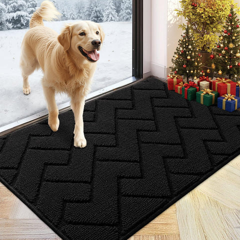 hicorfe indoor doormat at the front door with absorbent fibers for dry floors.