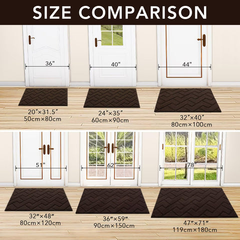 hicorfe low-profile doormat 24x35 fits under doors without sticking.