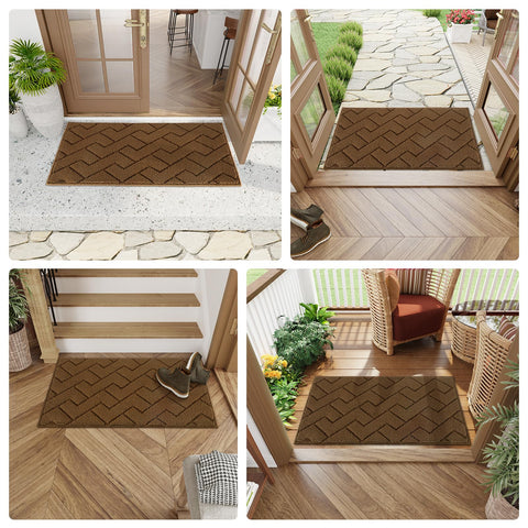 hicorfe stain-resistant entry mat guards entry with easy cleanup