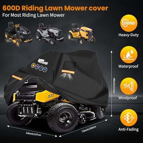 HICOVER mower cover showing sealed seams for waterproof protection