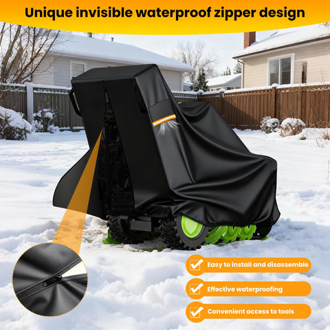 HICOVER snowblower cover with reflective strips for nighttime visibility.