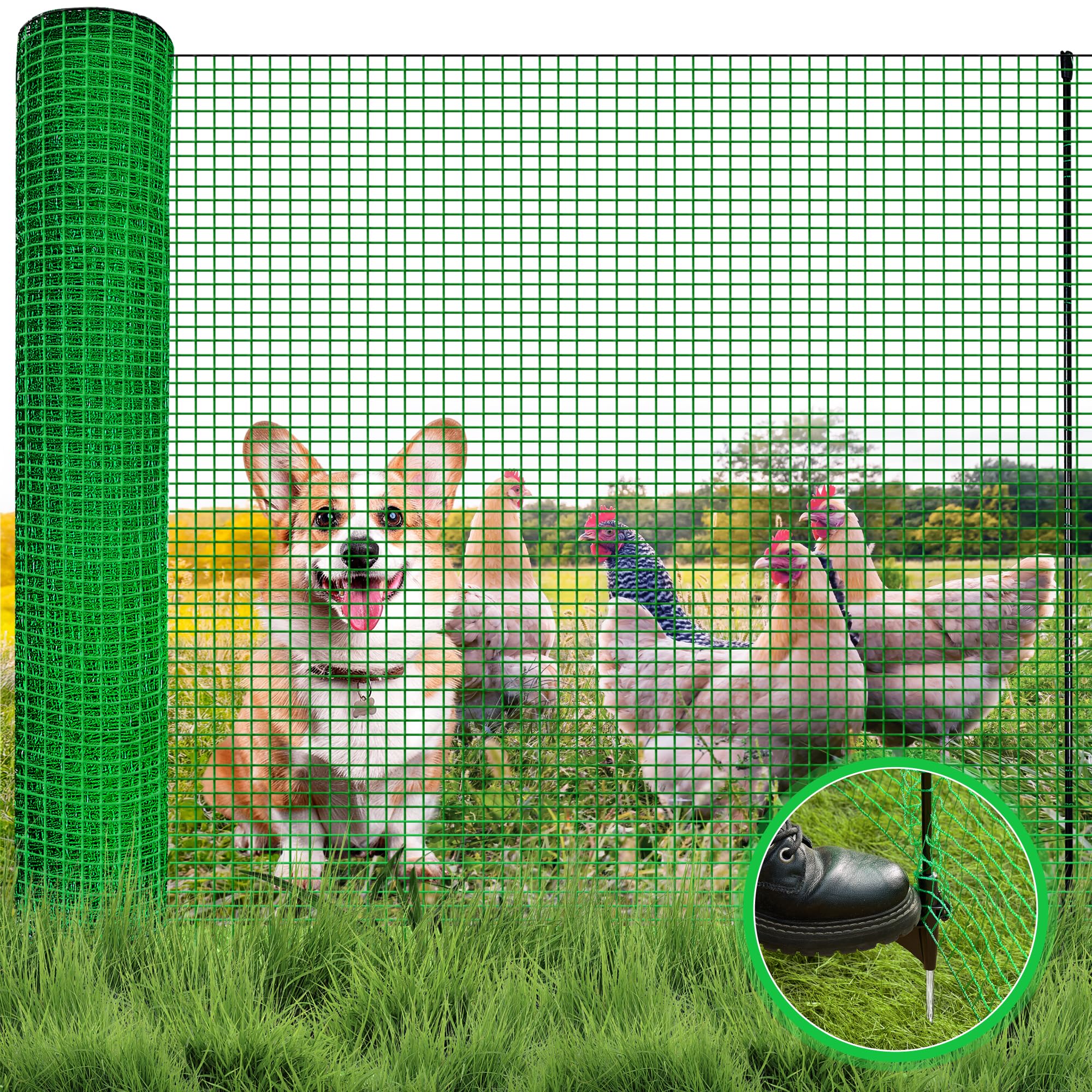 Hidalife temporary fence with 50ft mesh for flexible yard safety and containment
