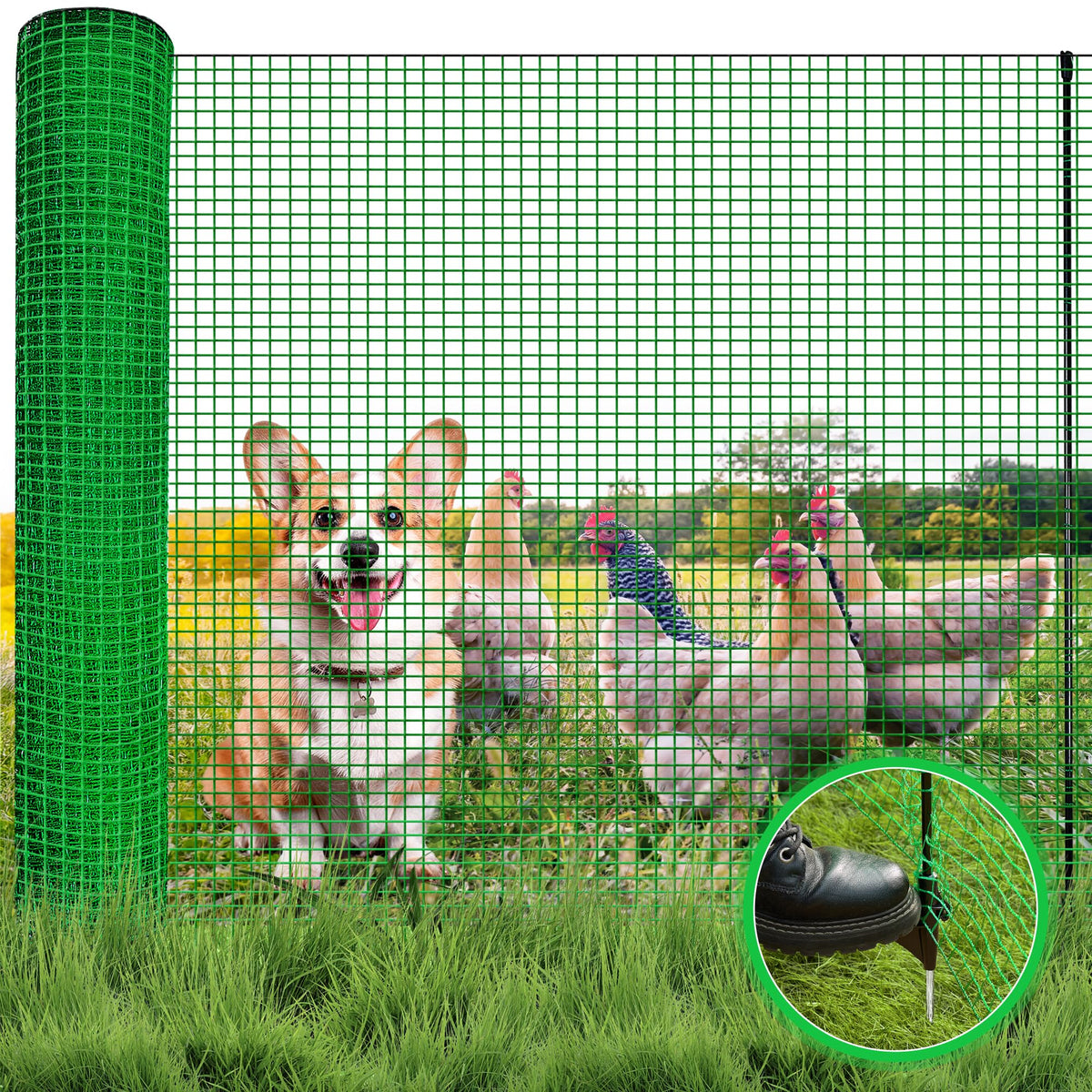 Hidalife temporary fence with 50ft mesh for flexible yard safety and containment