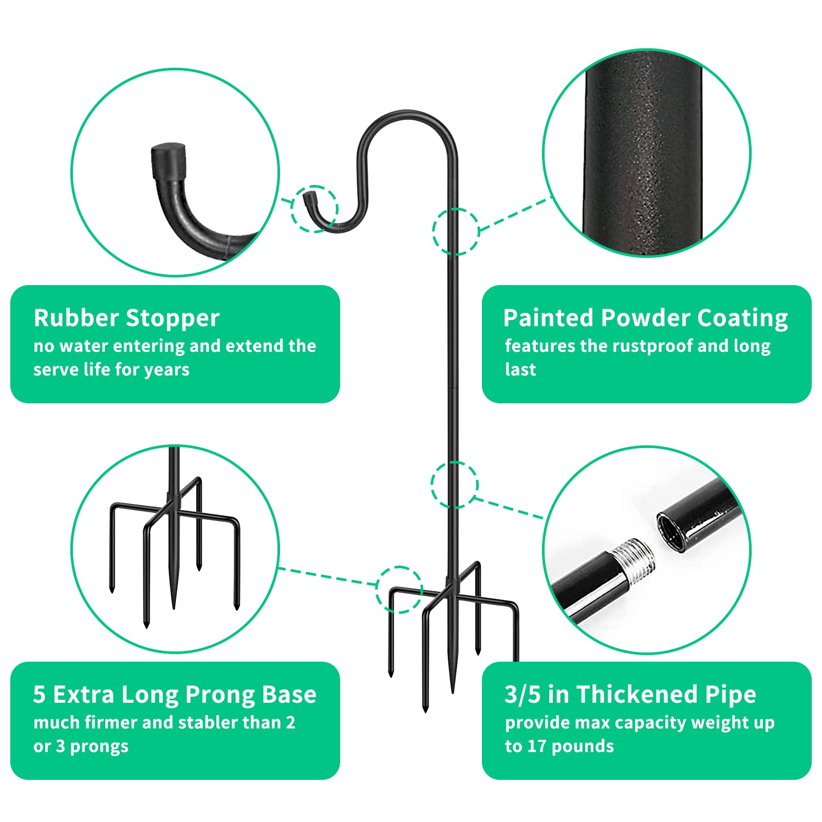 HIEDUYT versatile hook design supports bird feeders, lanterns, and decor