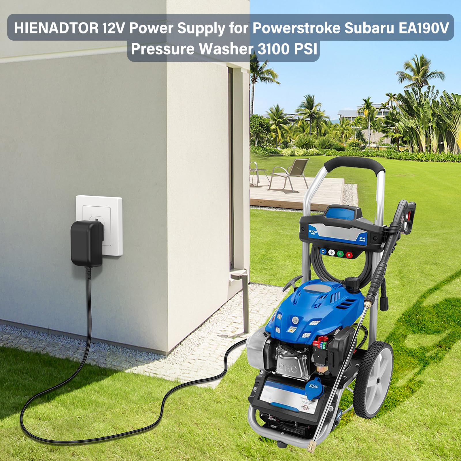 HIENADTOR 12V DC charger suitable for 3200 PSI pressure washer models for portability