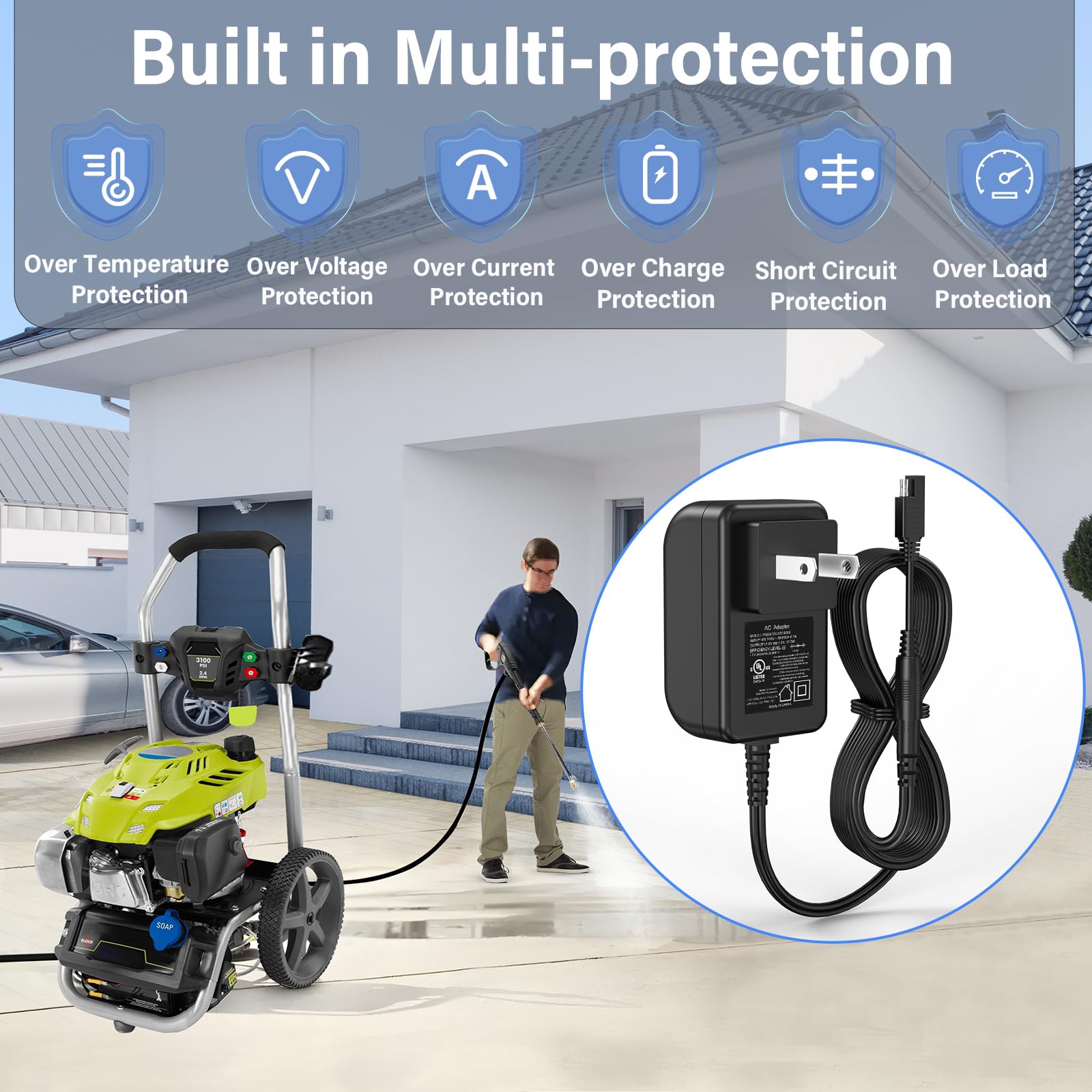 HIENADTOR charger designed for pressure washers and related outdoor equipment