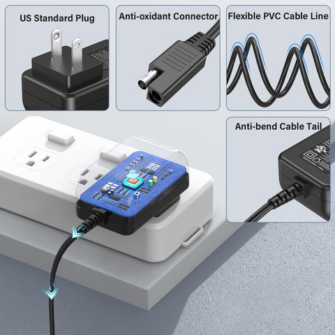 HIENADTOR 12V DC power cord providing steady charge on 12V systems