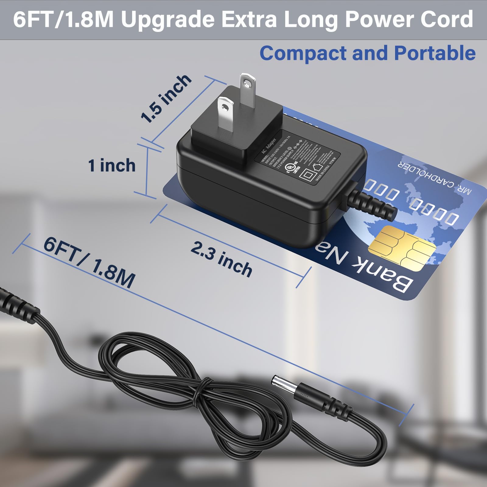 HIENADTOR six-foot cord enables easy distance from outlets.
