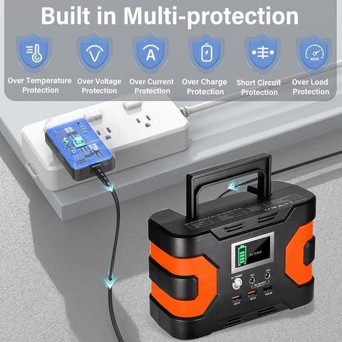 HIENADTOR UL-certified power supply for safe outdoor charging.