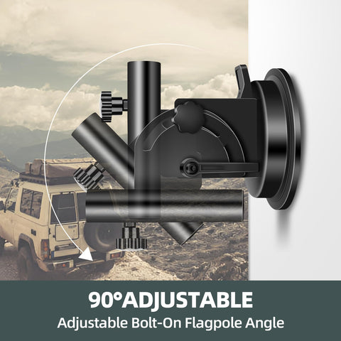 Hifor flag pole angle adjustment enables wind-friendly positioning on vehicles