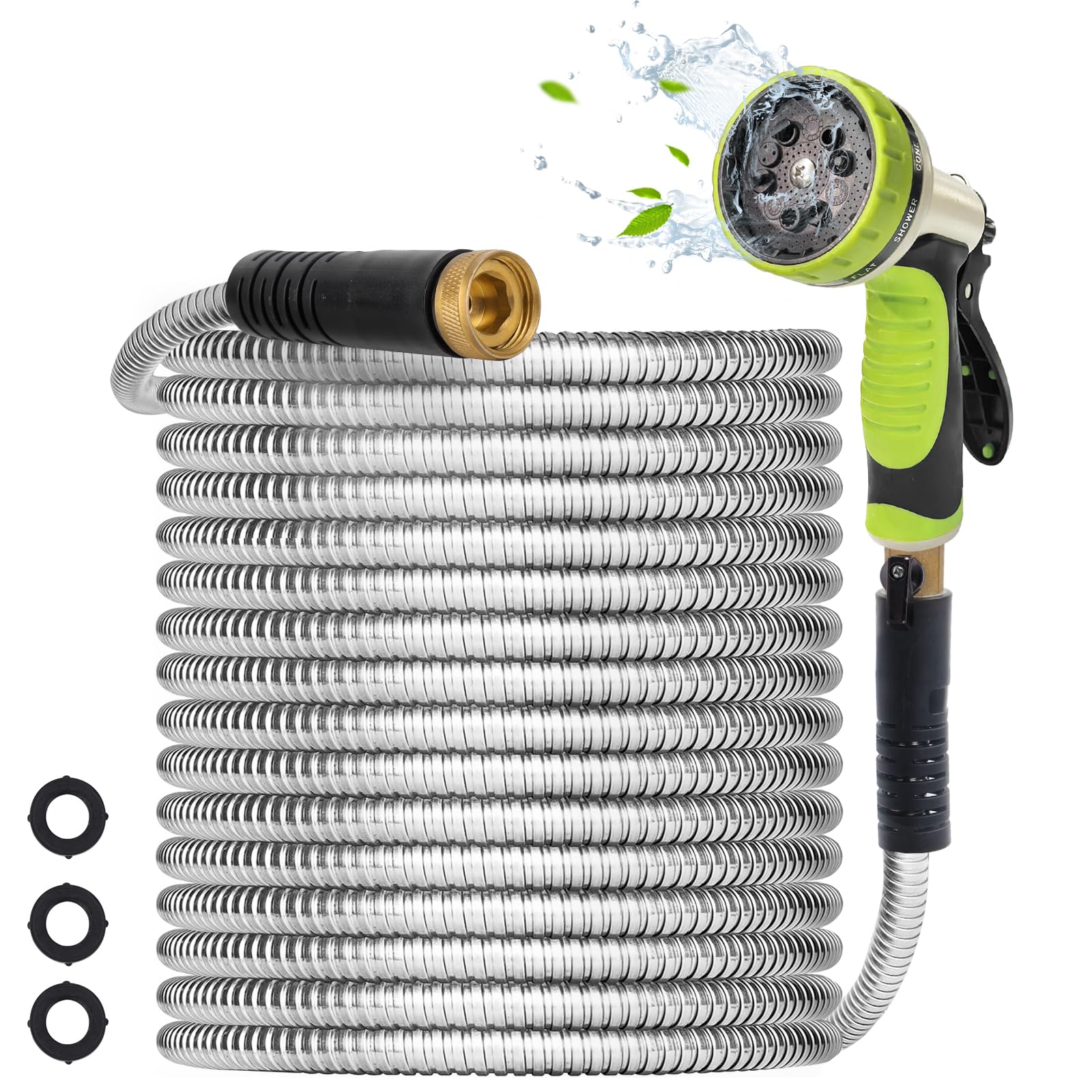 Higen metal garden hose 25ft with durable stainless steel exterior
