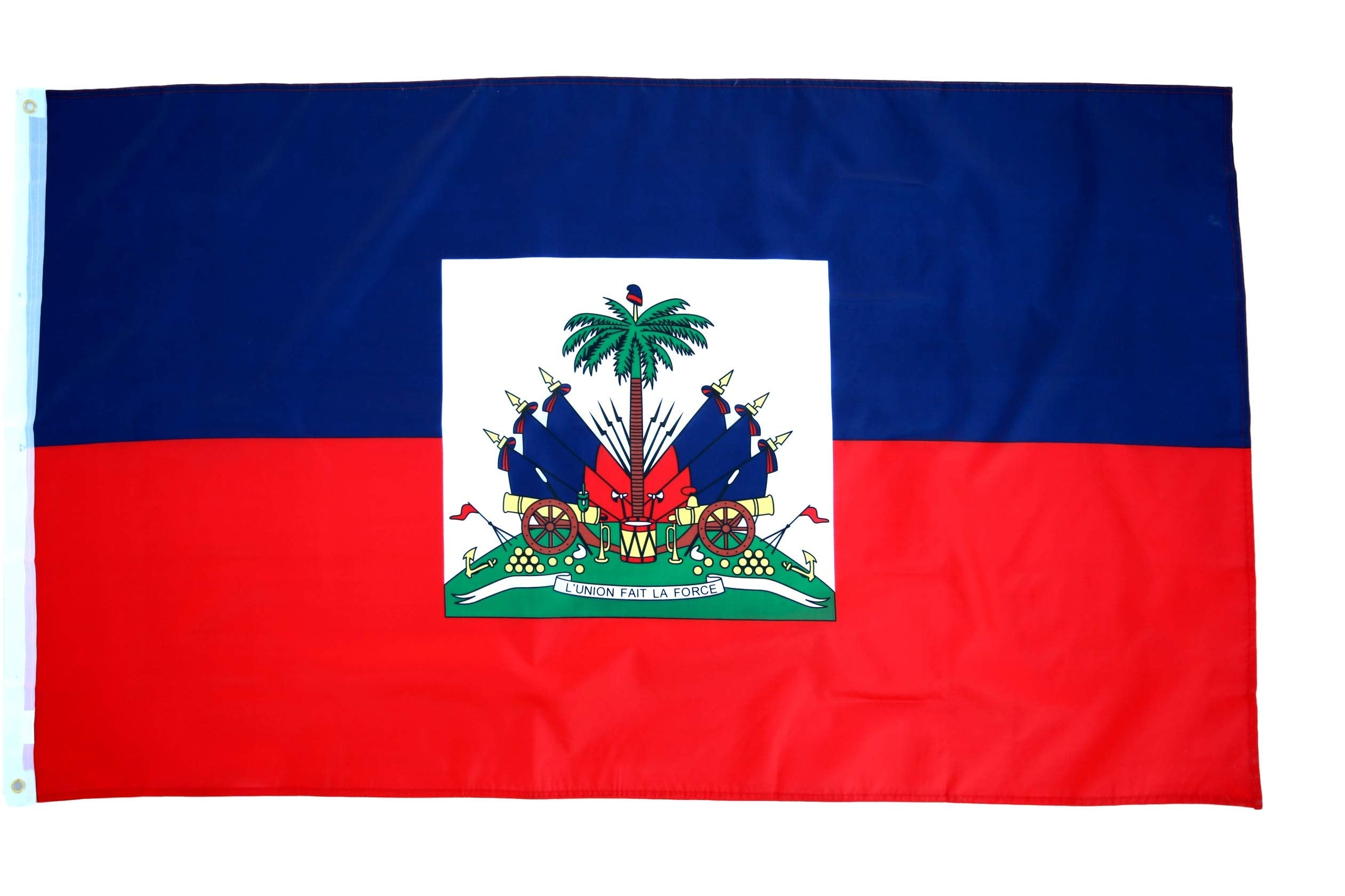 High Supply Haiti flag 3x5 ft draped on a pole for outdoor display