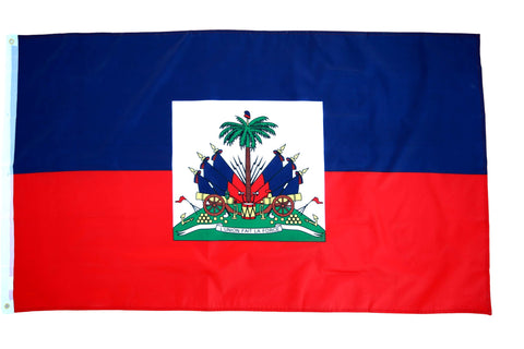 High Supply Haiti flag 3x5 ft draped on a pole for outdoor display