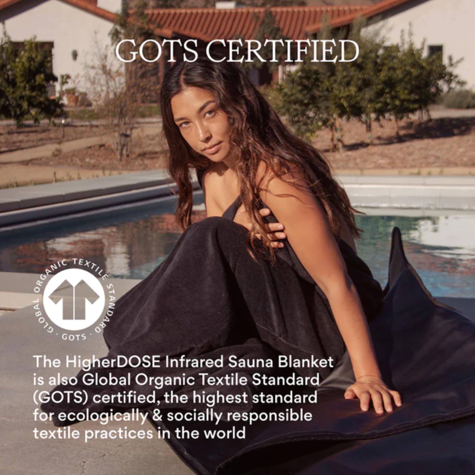 HigherDOSE organic cotton sauna towel 30x69 inches provides comfortable coverage