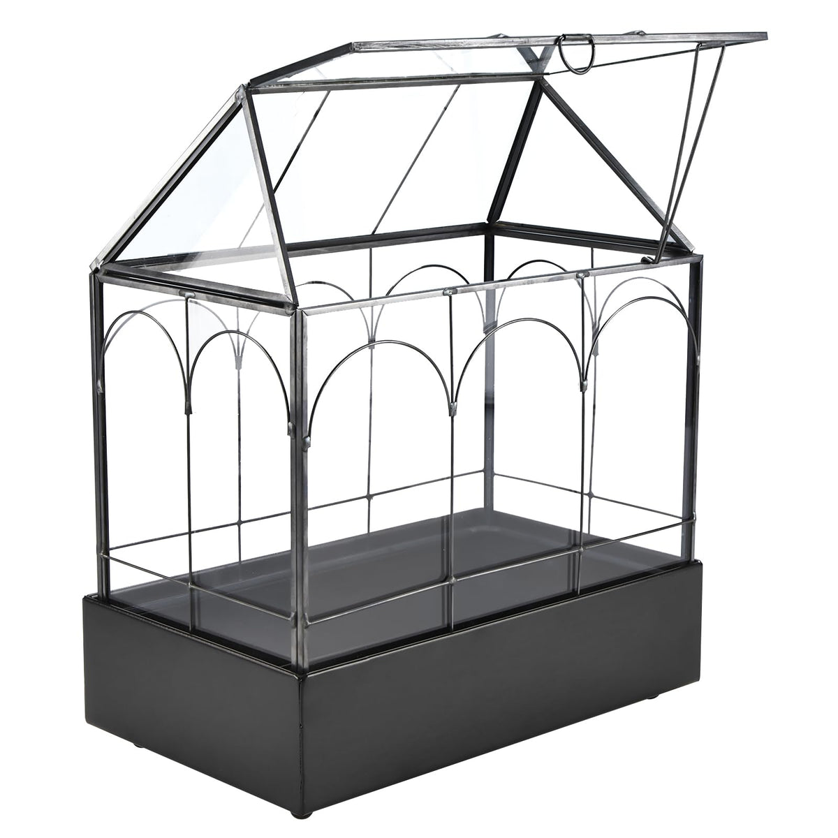 HighFree glass terrarium with hinged lid for easy ventilation and care of tiny plants.