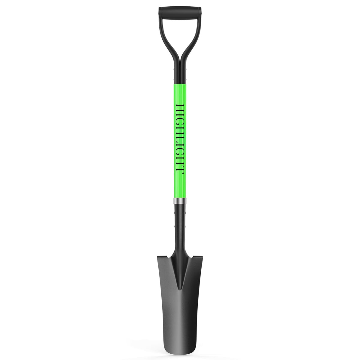 HIGHLIGHT Spade Shovel 45-inch D-grip for precise transplanting tasks.