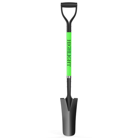 HIGHLIGHT Spade Shovel 45-inch D-grip for precise transplanting tasks.