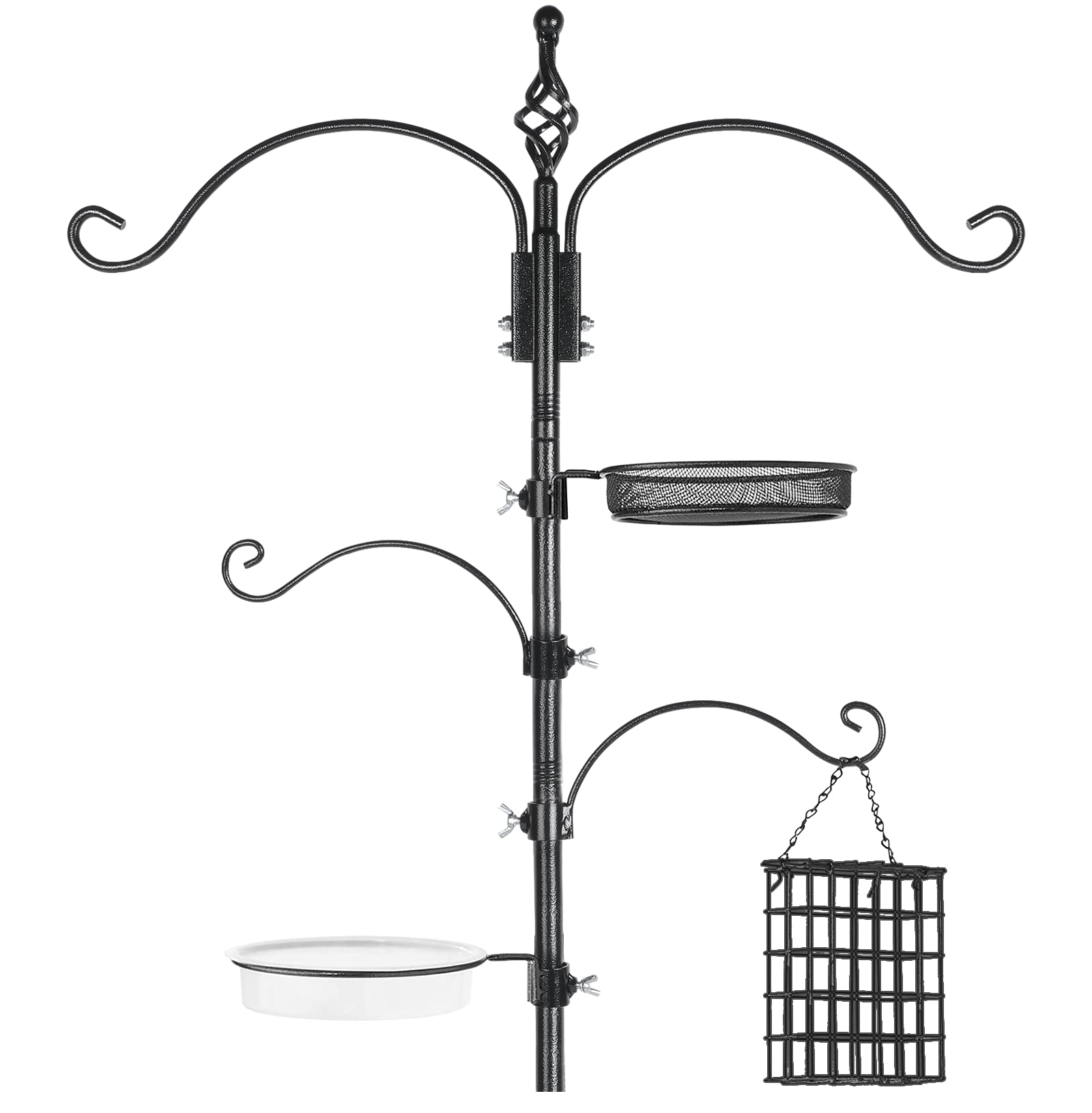 Highpro bird feeder pole with 5-prong base provides sturdy outdoor mounting.